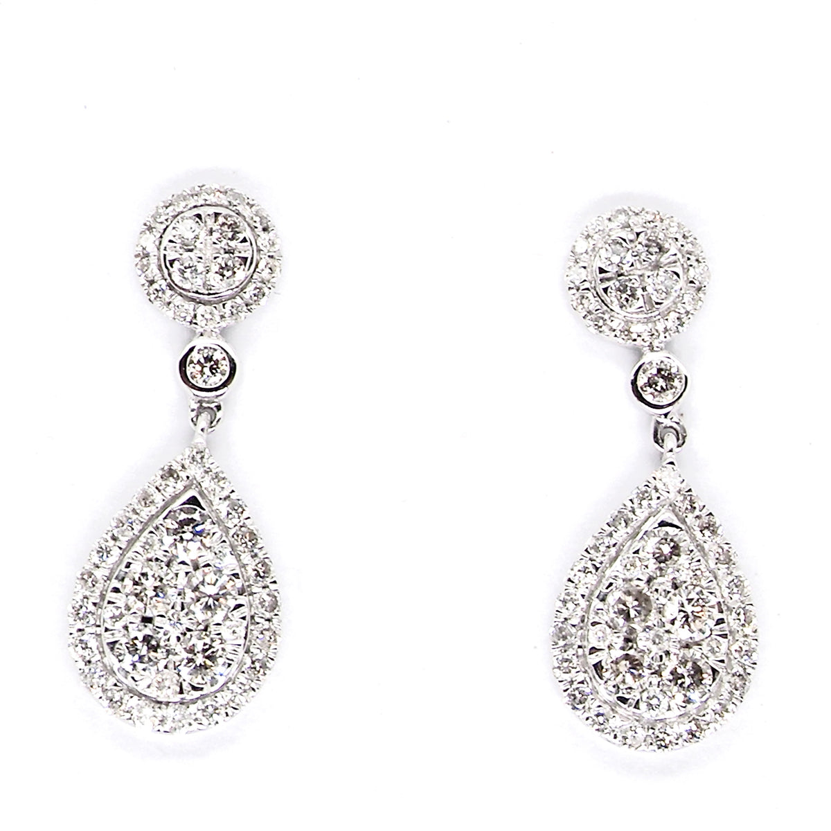 new pear shaped drop cluster earrings