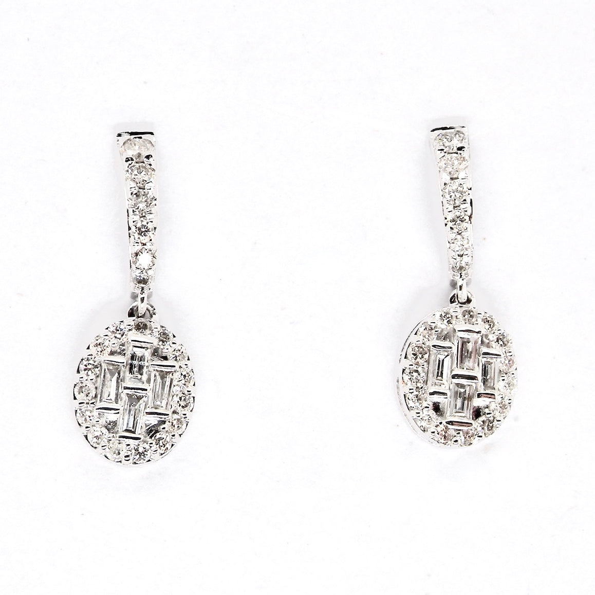 new oval shaped diamond cluster drop earrings