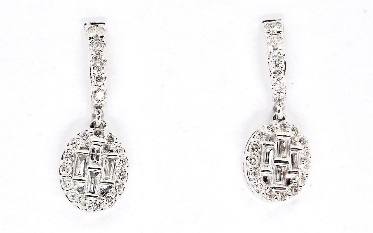 new oval shaped diamond cluster drop earrings