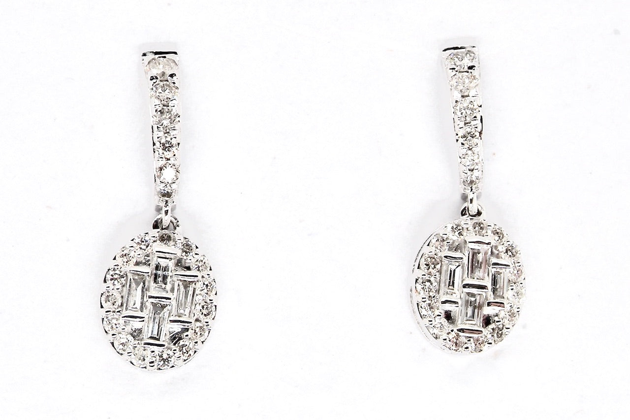 new oval shaped diamond cluster drop earrings