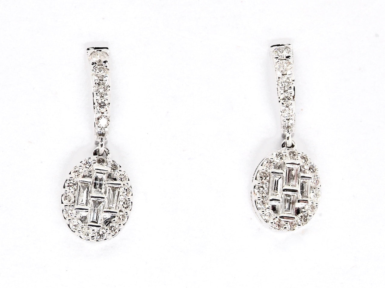 new oval shaped diamond cluster drop earrings