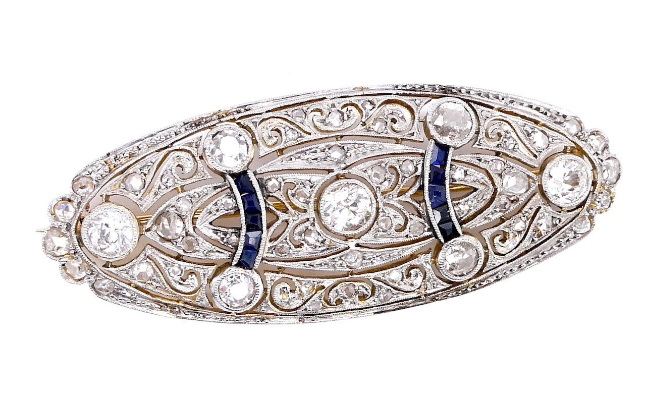 Edwardian sapphire and diamond brooch