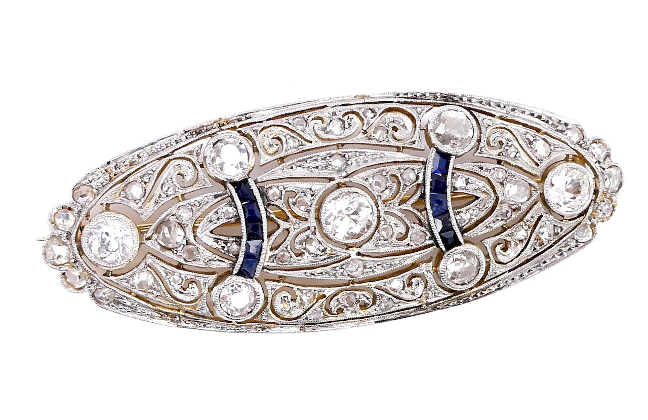 Edwardian sapphire and diamond brooch