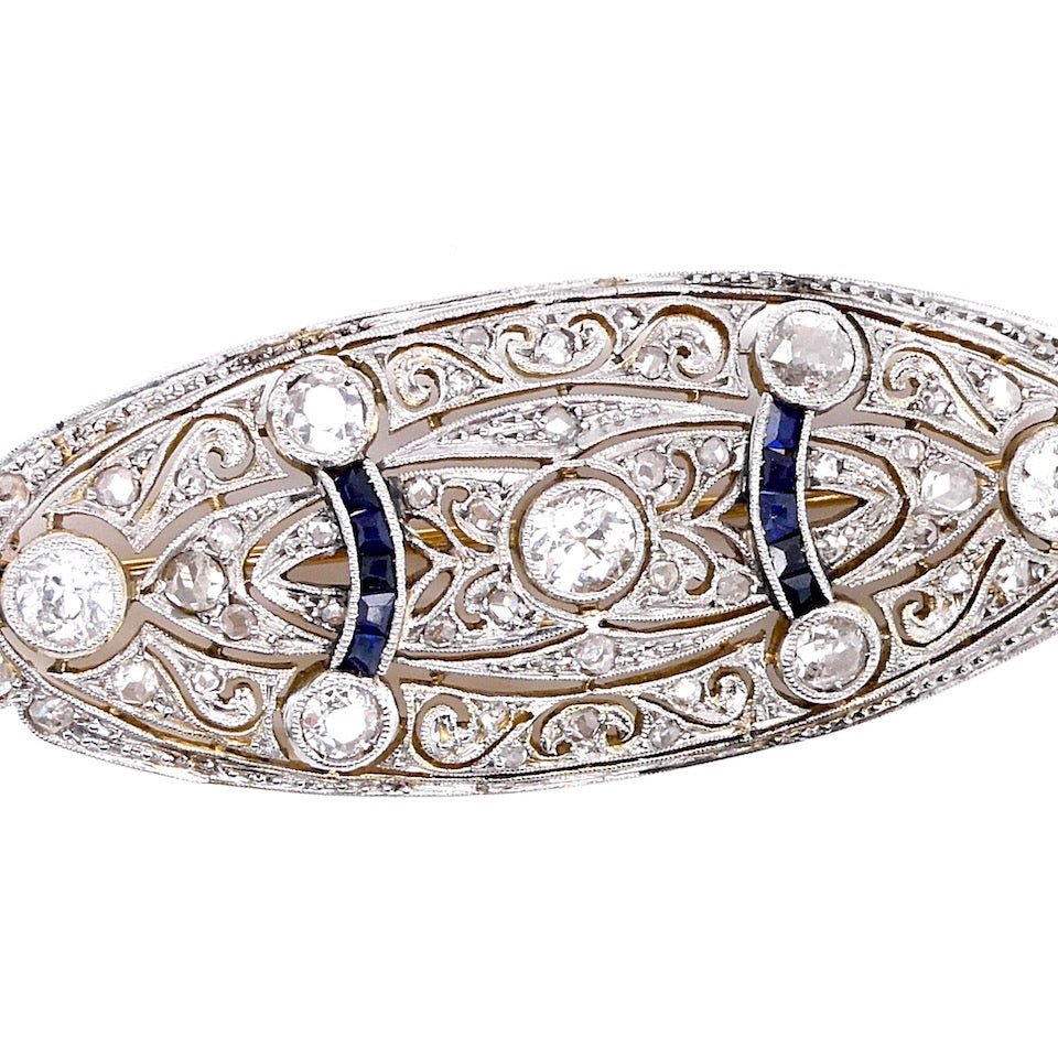 Edwardian sapphire and diamond brooch