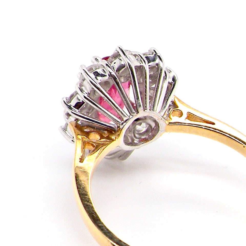Vintage ruby and diamond cluster ring