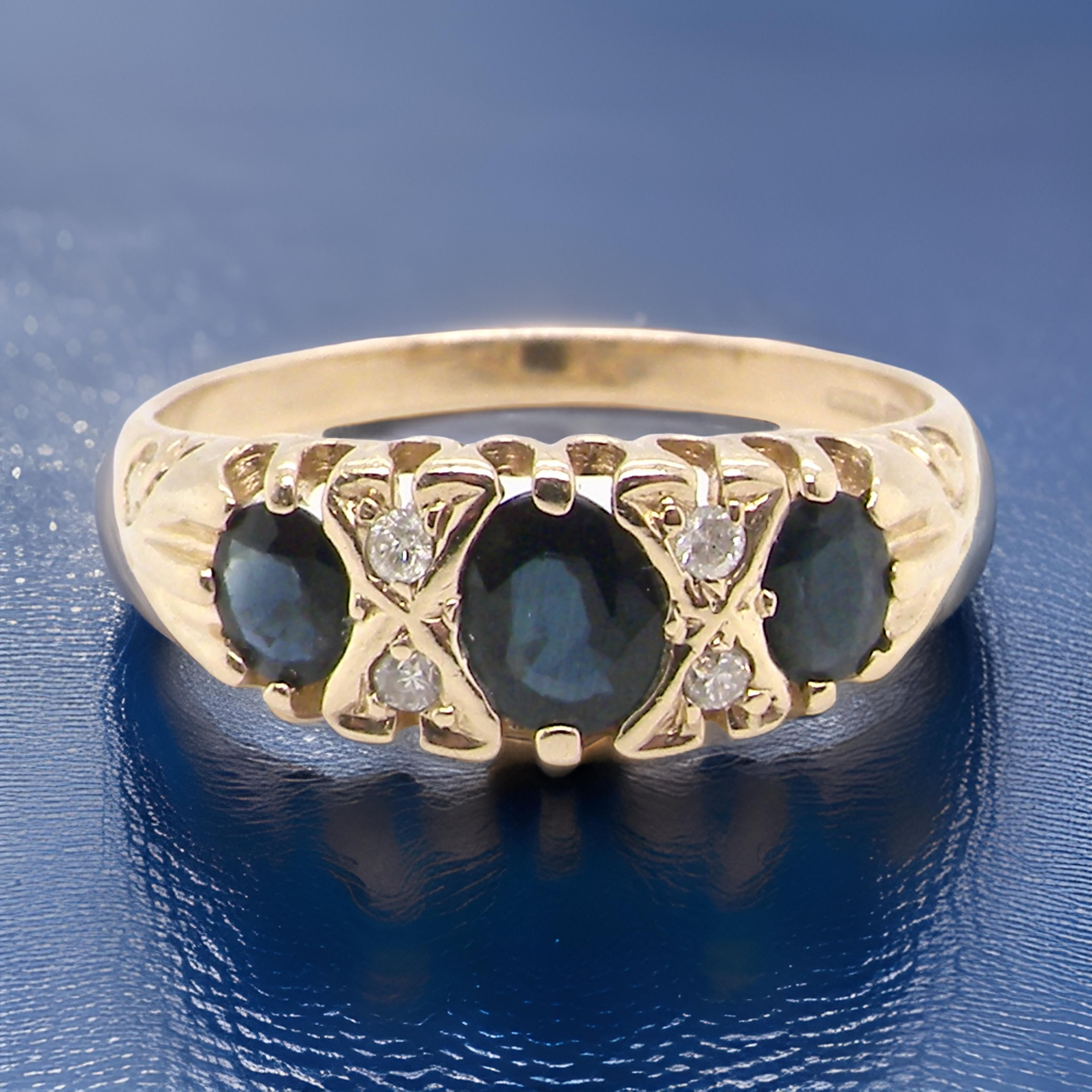 Sapphire & Diamond Three Stone Rings