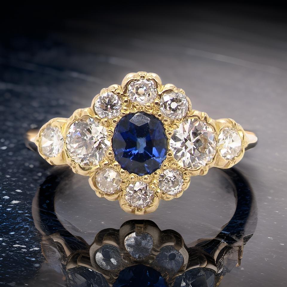 Sapphire & Diamond Cluster Rings