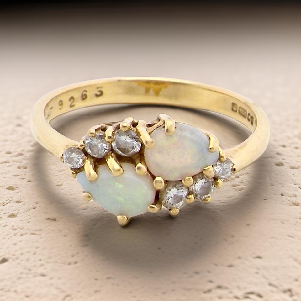 gold and diamond opal ring