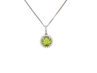 18 carat white gold pendant, centrally set with a circular faceted peridot,