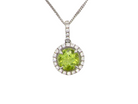 18 carat white gold pendant, centrally set with a peridot,