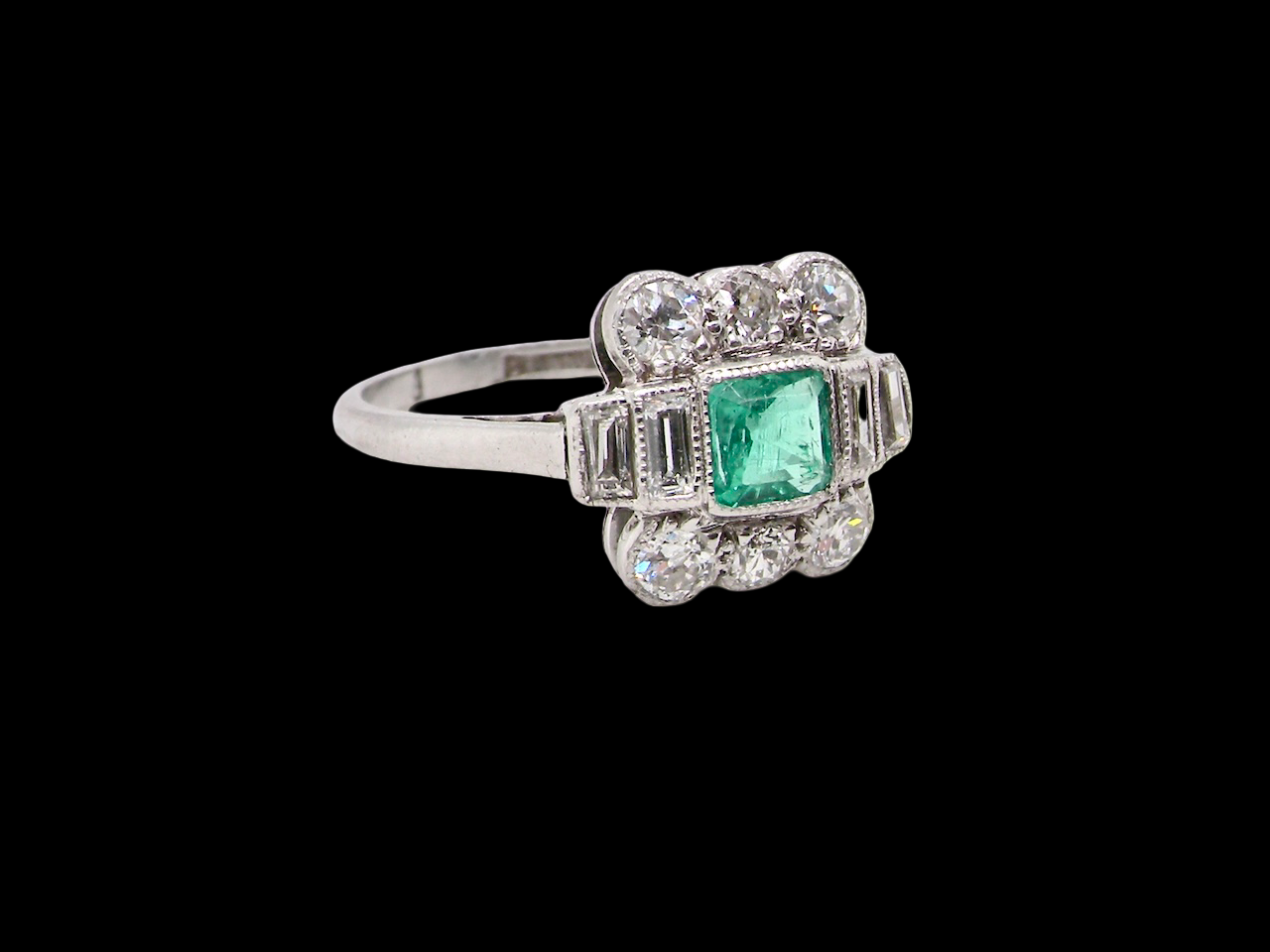 An Art Deco Emerald and Diamond ring