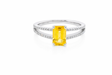A Yellow Sapphire and Diamond ring
