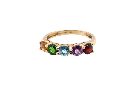 A five stone multi gemstone dress ring