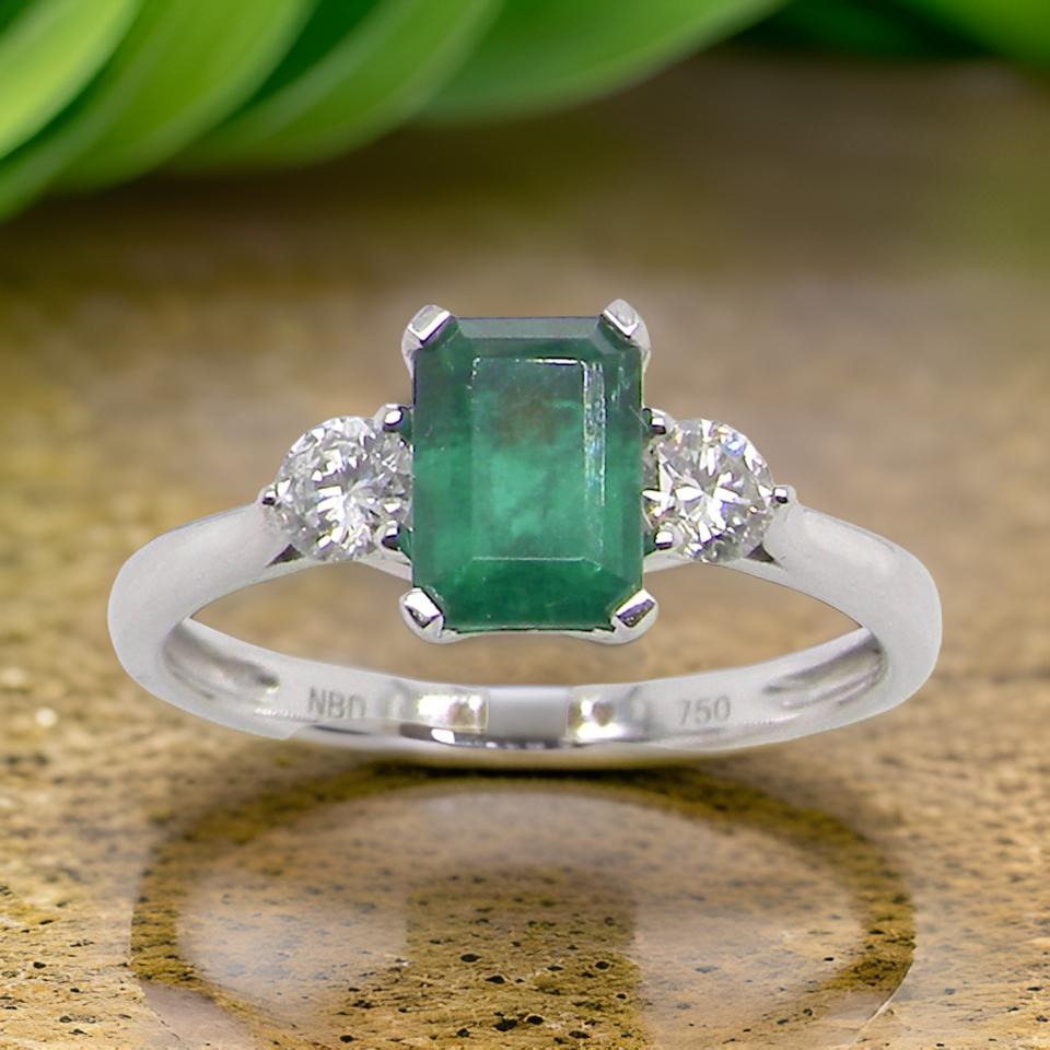 A NEW three stone Emerald and Diamond ring – Vintage Tom