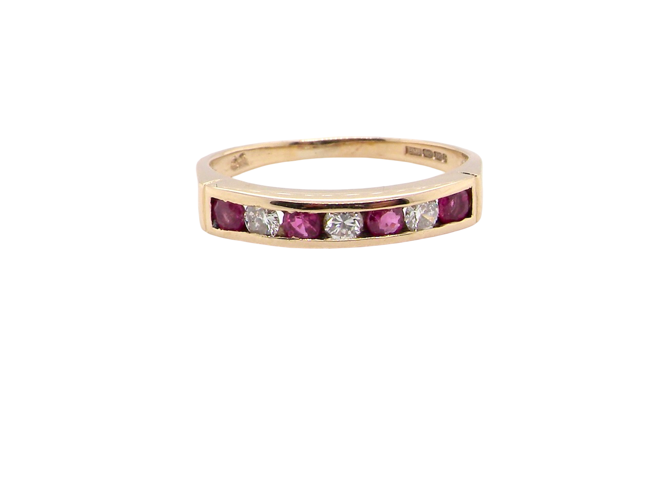 A 9 carat Yellow Gold Ruby &amp; Diamond Eternity Ring