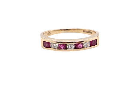 A 9 carat Yellow Gold Ruby &amp; Diamond Eternity Ring