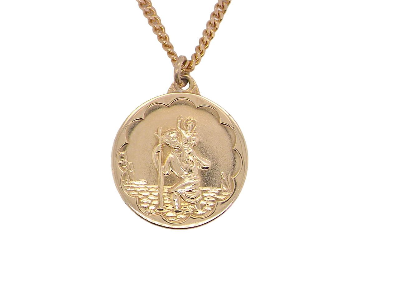 A 9 carat gold St Christopher (Patron Saint of Travellers) pendant.
