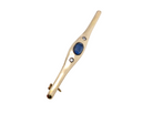 A 9 carat gold bar brooch, width 55mm. Set with a cabouchon sapphire,