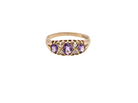A 9 carat gold dress ring, based on a Victorian style, this reproduction faithfully copies the design from that iconic era.
