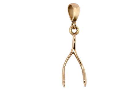 A 9 carat gold pendant (or charm) in the shape of a wishbone.

Overall size 25x10mm, weight 3.1 grams.&nbsp;
