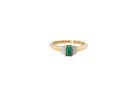 A 9 carat gold ring that features a rectangular cut emerald, 5x3mm (est 0.30 carats)