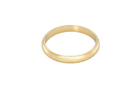 A 9 carat gold wedding ring. Classic D shape profile, j2.9mm width