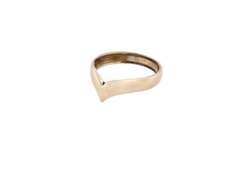 A 9 carat gold wishbone shaped ring. Can be worn as a statement piece or as a wedding ring.
