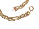 A 9 carat yellow gold bracelet. Plait design of two flat herringbone strands that weave together t