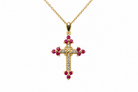 Modern ruby and diamond cross