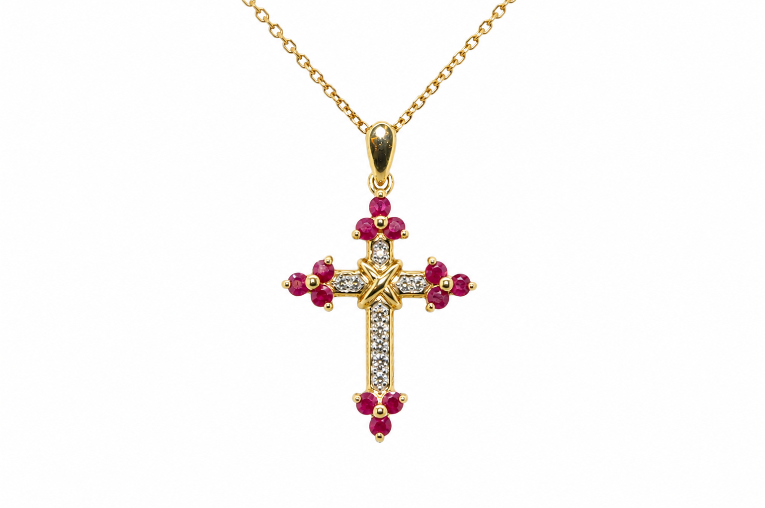 Modern ruby and diamond cross