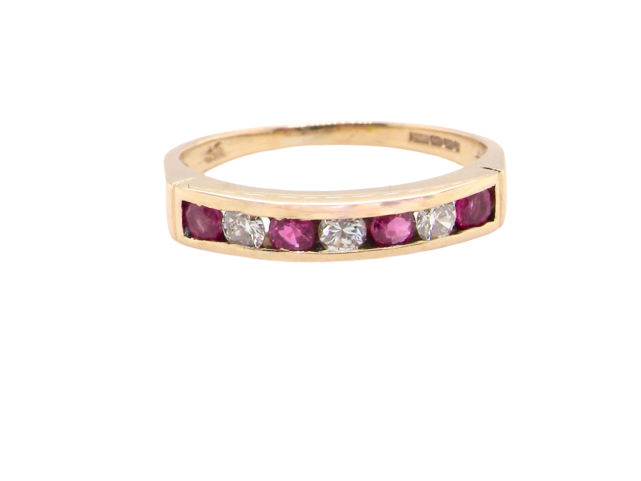 A 9 carat Yellow Gold Ruby &amp; Diamond Eternity Ring