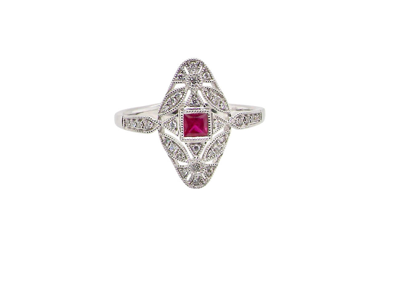 An Art Deco style Ruby and Diamond ring