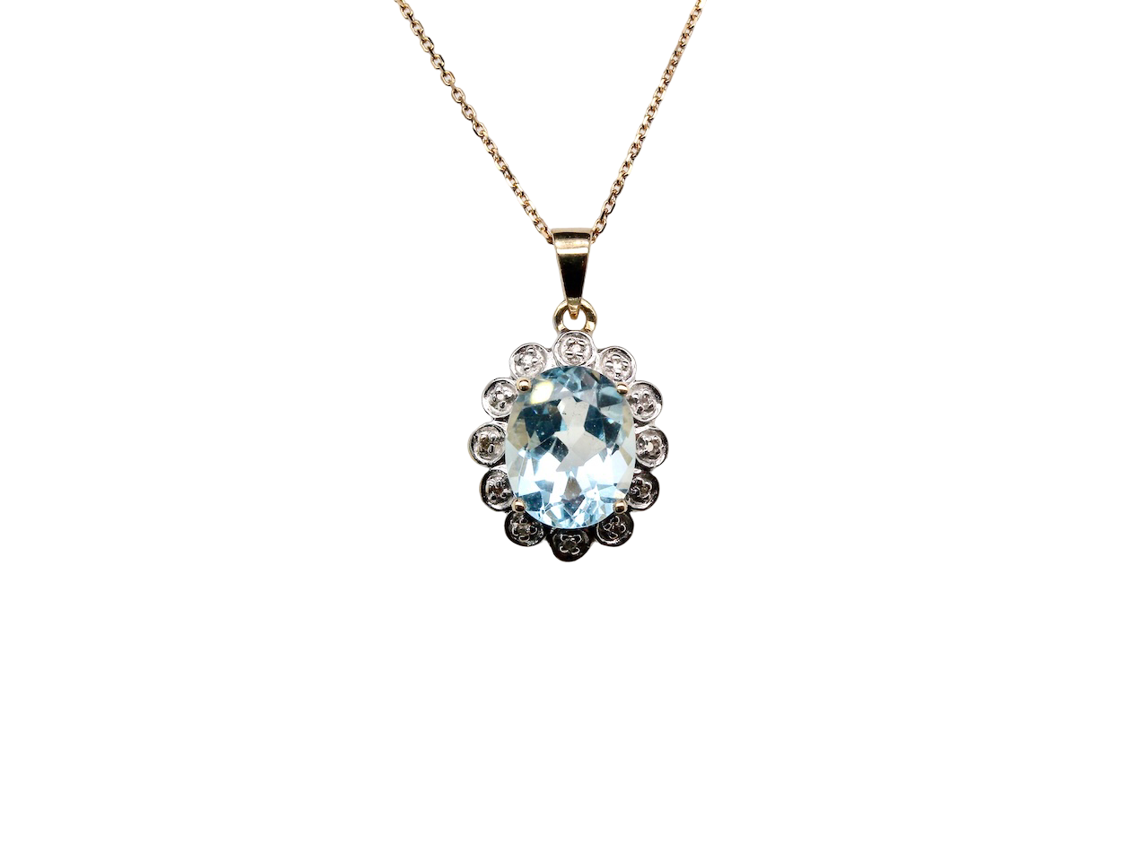 A Blue Topaz and Diamond pendant