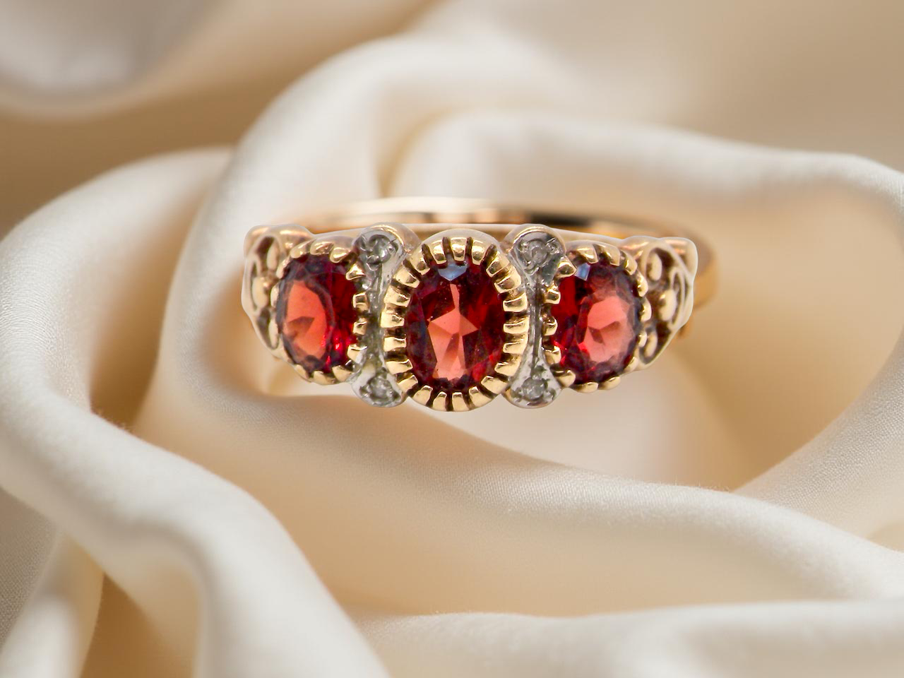 A Garnet and Diamond dress ring
