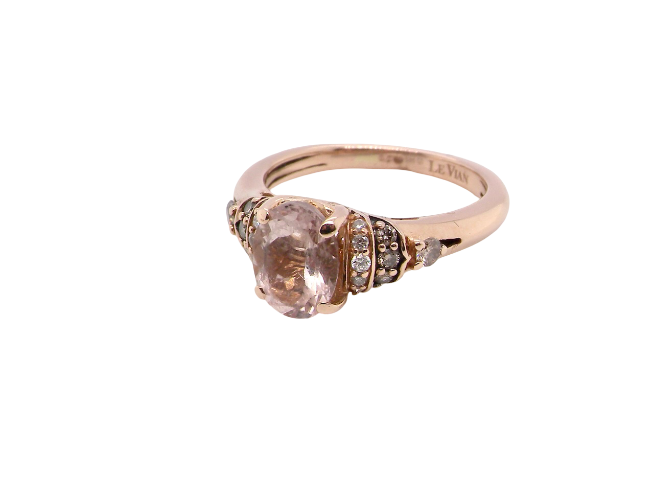 A Morganite and Diamond cluster ring