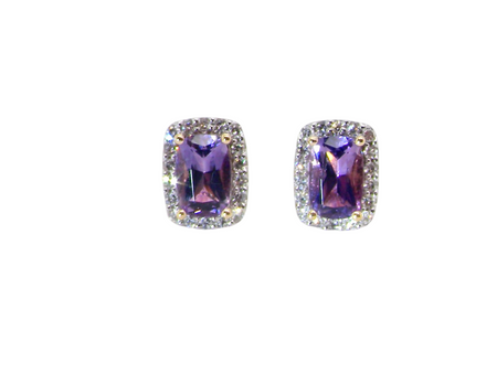 A NEW pair of Amethyst and Diamond earrings