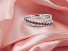 A NEW ruby and diamond cross over ring