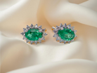 Emerald & Diamond Cluster Earrings
