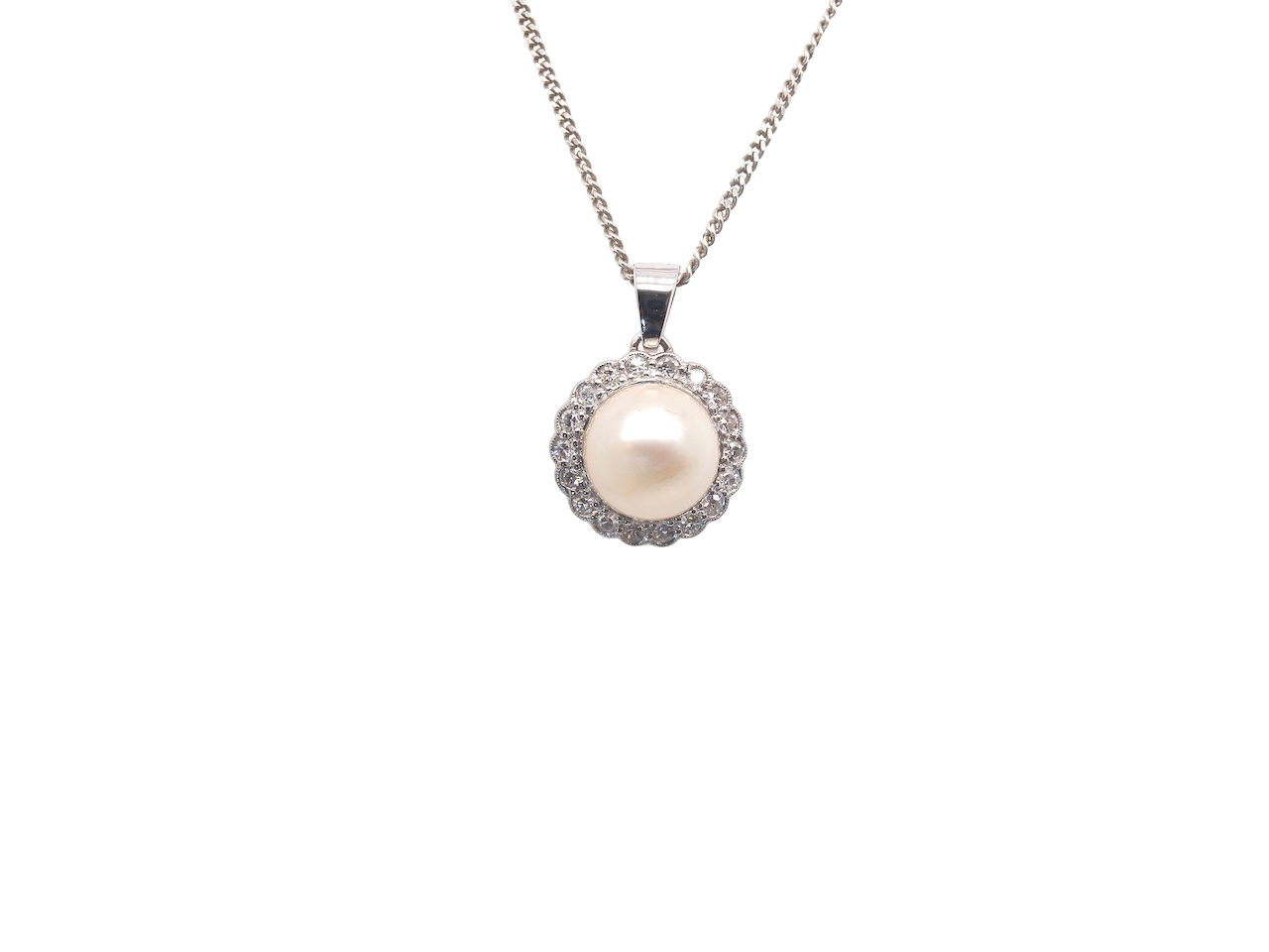 A Pearl and Diamond pendant