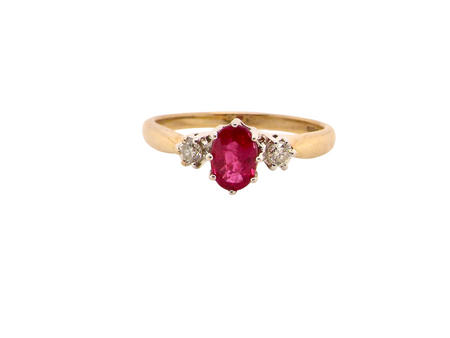 A Ruby and Diamond trilogy ring