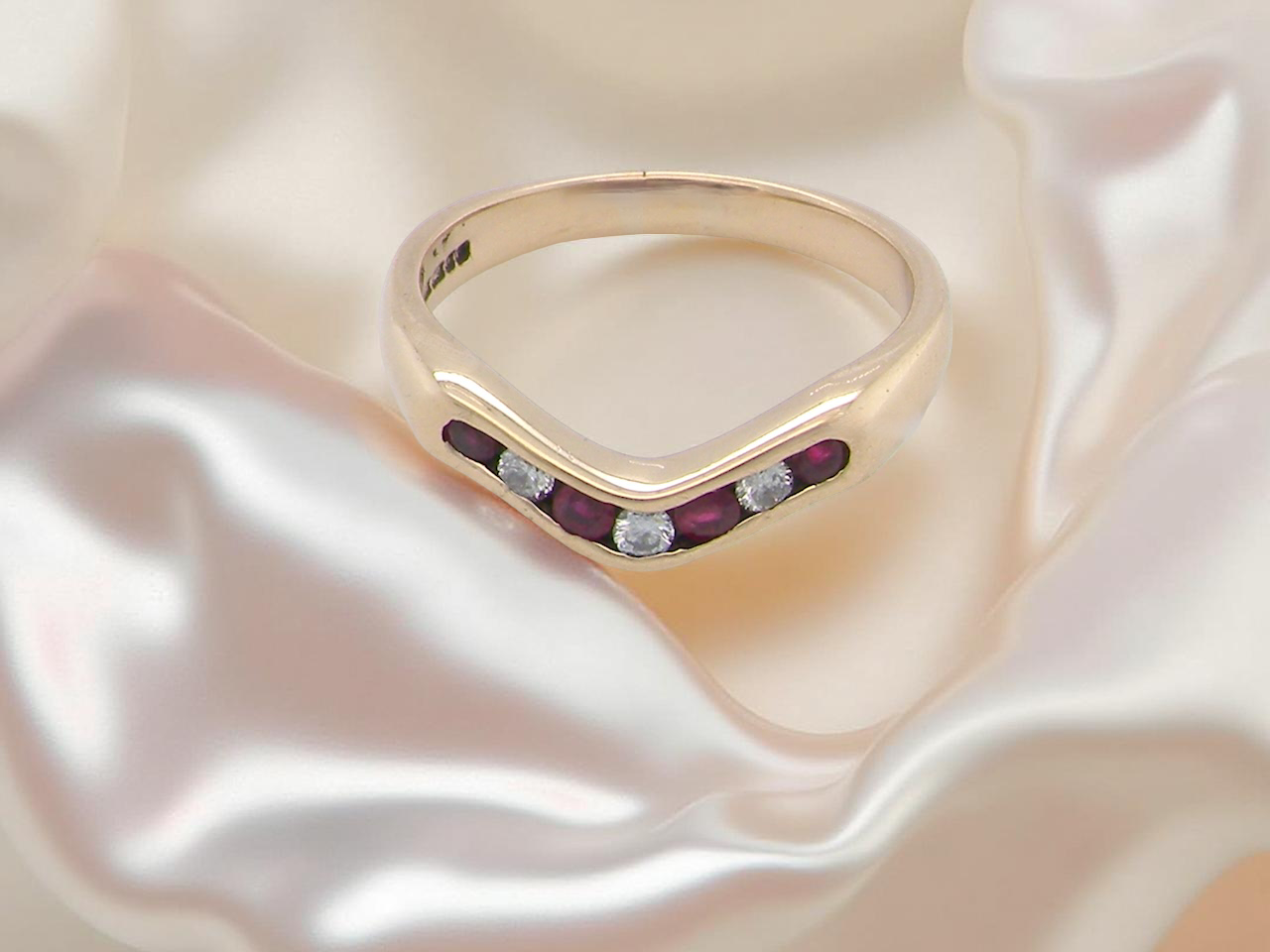 A Ruby and Diamond wishbone ring