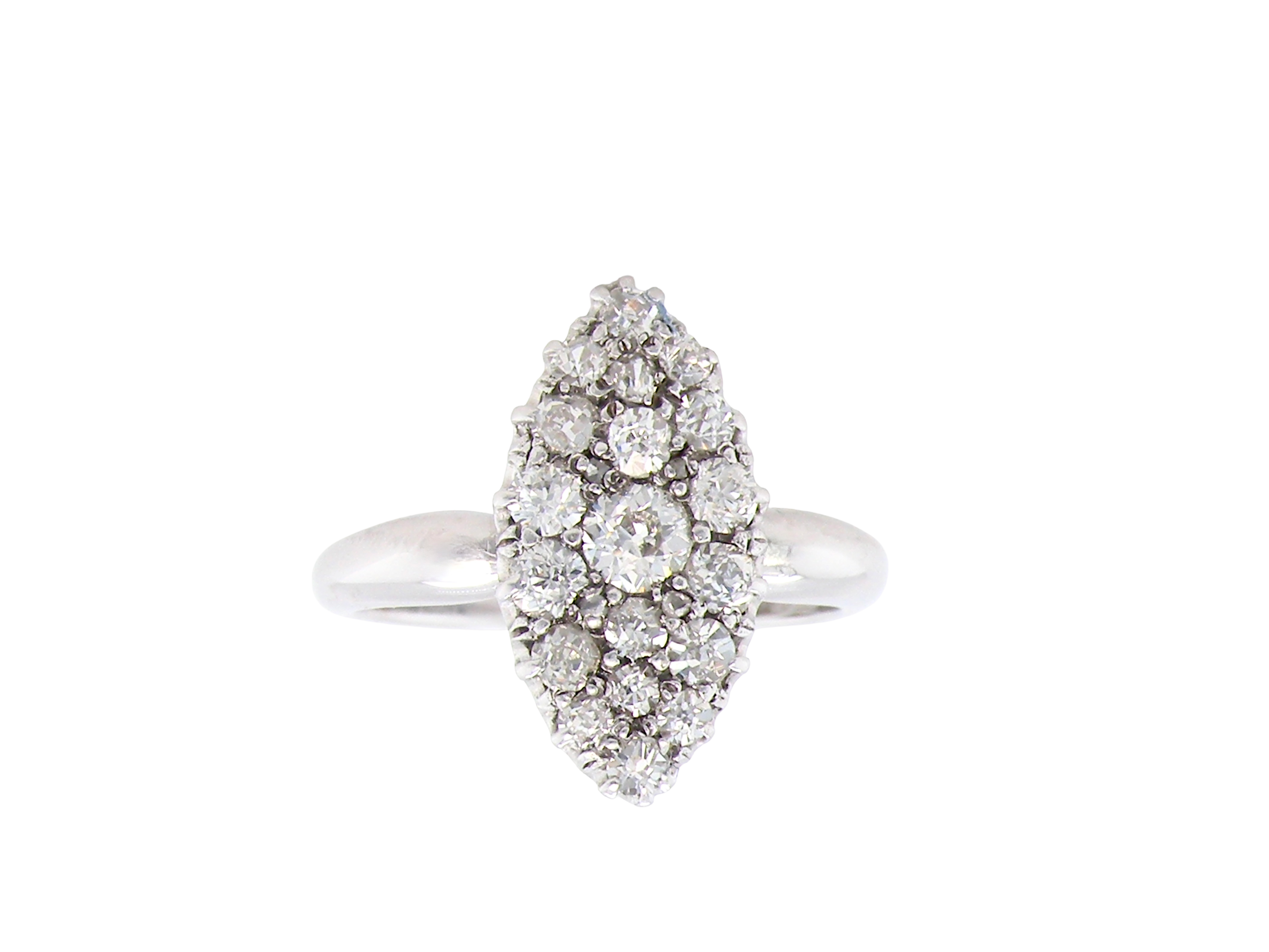 A Stunning Marquise Cluster Diamond Ring – 18 carat White Gold (1950s–1960s Vintage)