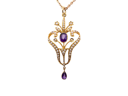 A Victorian Amethyst and Pearl pendant