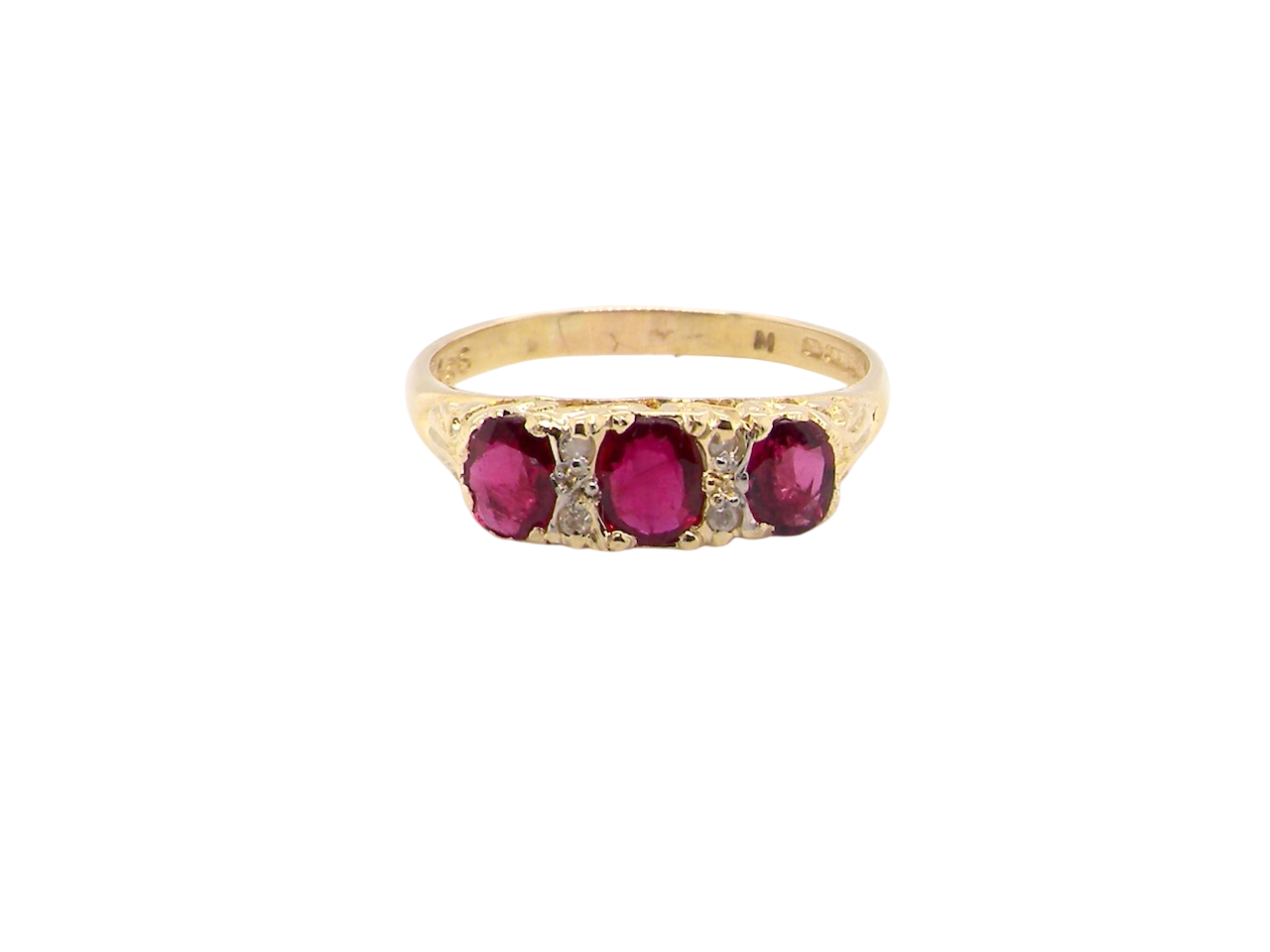 A Victorian Style 18 carat Gold Ruby &amp; Diamond Boat Ring (London 1978)