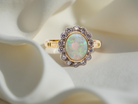 A White Opal and Diamond engagement ring