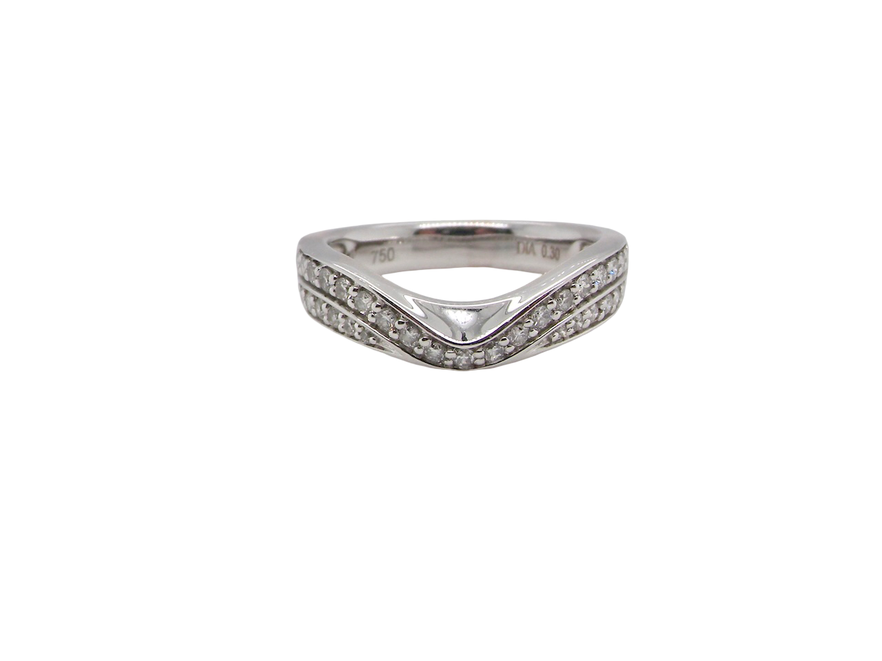 A Wishbone Diamond Half Hoop Ring – 18ct White Gold