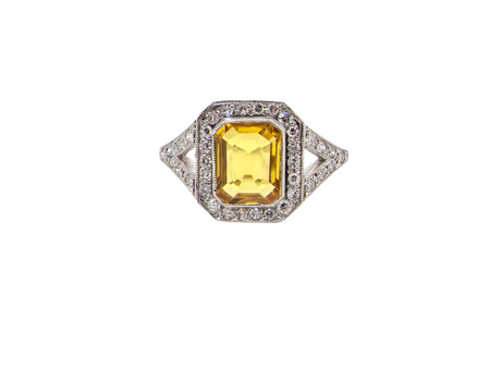 A Yellow Sapphire and Diamond Cluster Ring