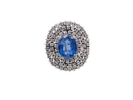 A beautiful Sapphire and Diamond cluster ring