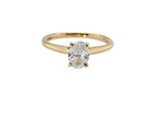 A brand new solitaire ring set with an oval brilliant cut white diamond.&nbsp;
