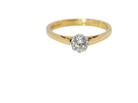 A classic solitaire ring. Features a single brilliant cut white diamond, measures 5mm (est 0.50 carats) Colour H-j, clarity Si.

Head is claw set, platinum, head 5.2mm, depth 5.4mm,
